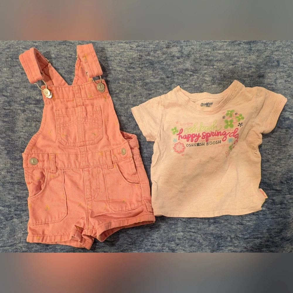 Oshkosh B'gosh 2T Coral Kids Overalls And A T-shirt